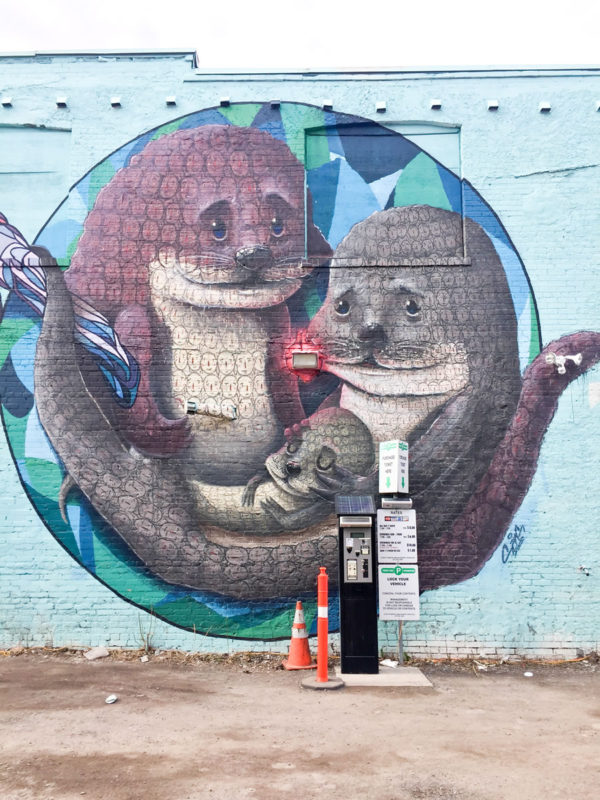 Mural artwork with otters | Toronto Street Art Graffiti
